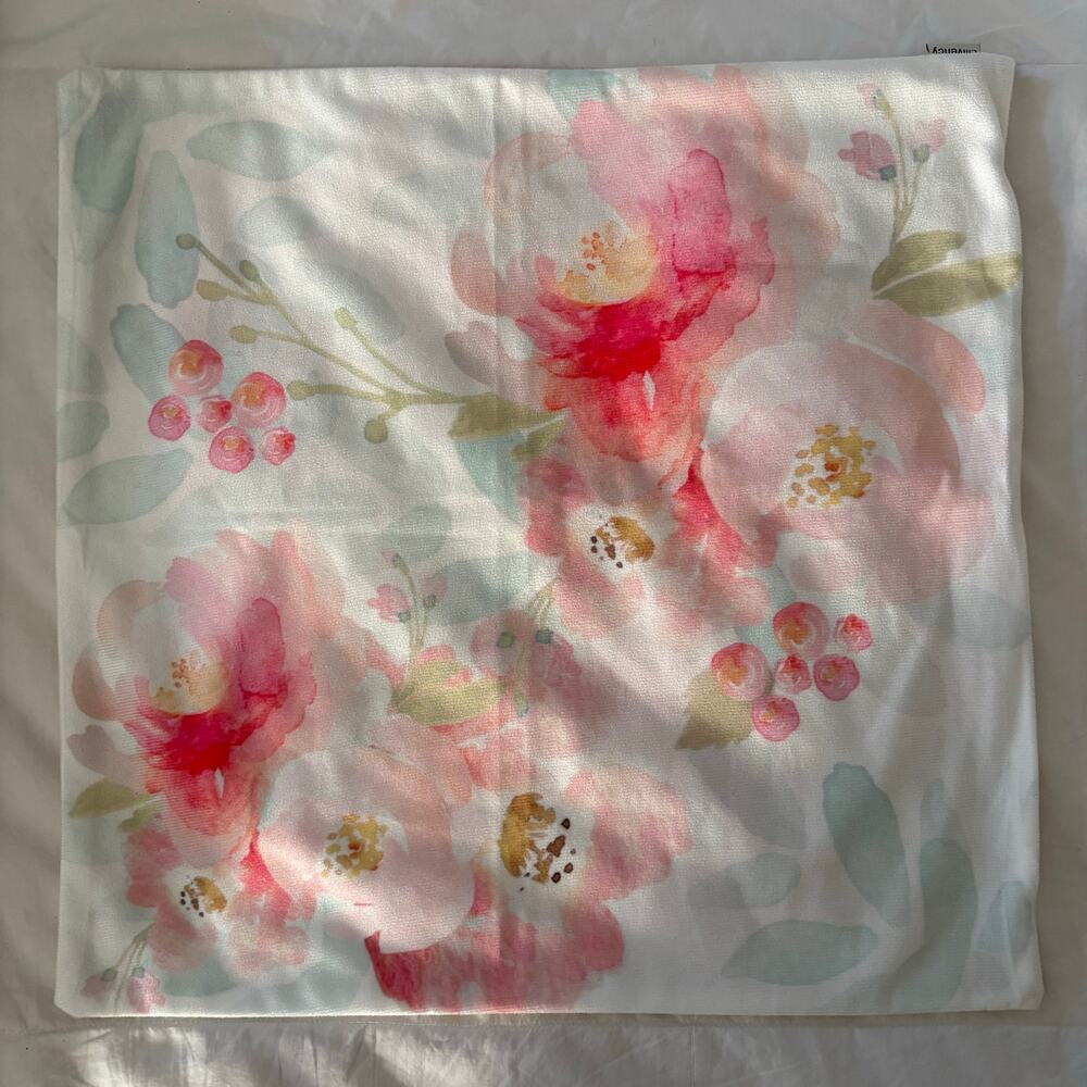 EMVENCY Accent Pillow Cover Peonies Watercolor Pink Floral SzOS Zippered Square